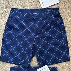 Brand new Fabletics men’s blue plaid shorts casual golf luxury size 30 2 pairs